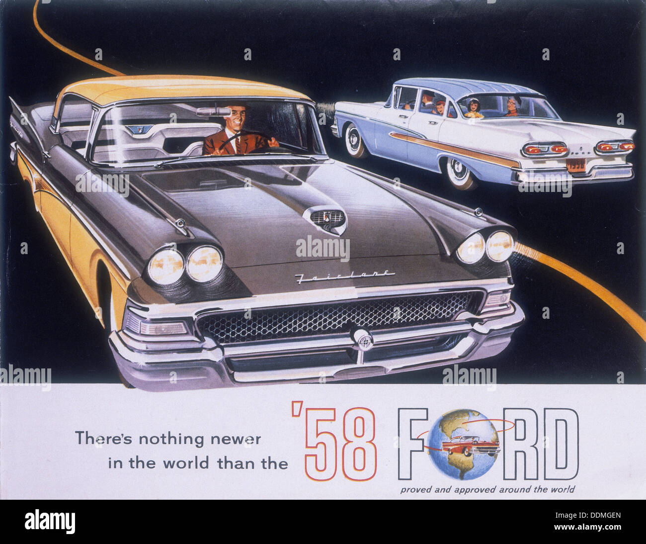 Plakat werbung den Ford Fairlane car, 1958. Artist: Unbekannt Stockfoto
