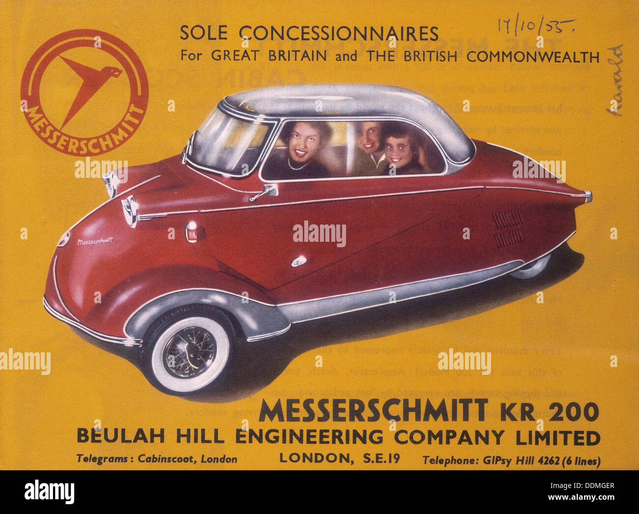 Plakat werbung eine Messerschmitt KR 200, 1955. Schöpfer: Unbekannt. Stockfoto