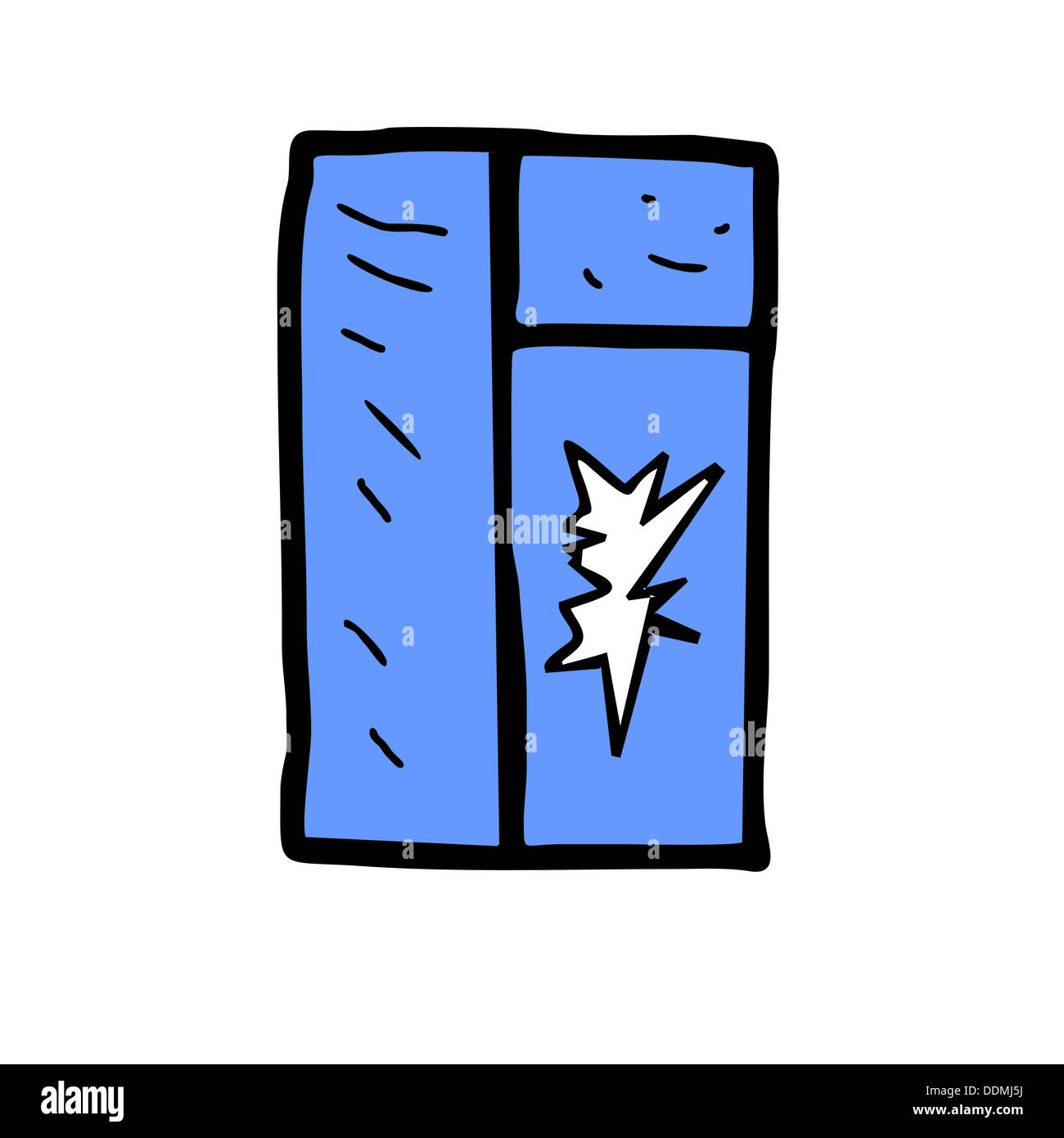 zerbrochenes Fensterglas gebrochen Arm gebrochen, Riss Vektor cartoon Stockfoto