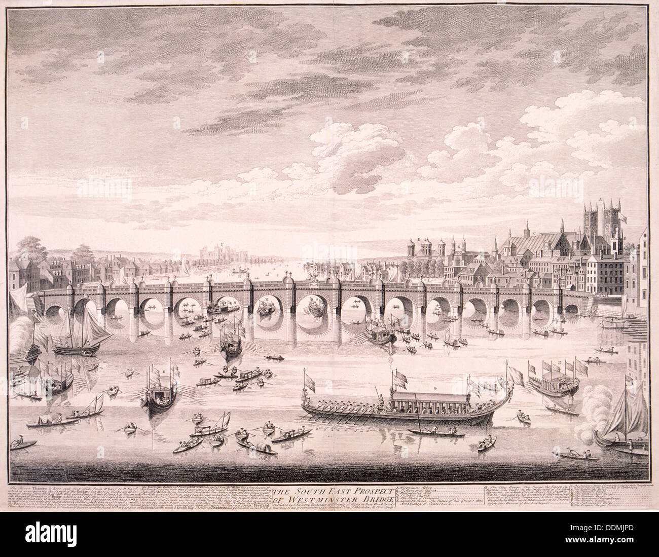 Westminster Bridge, 1747. Künstler: Samuel Wale Stockfoto