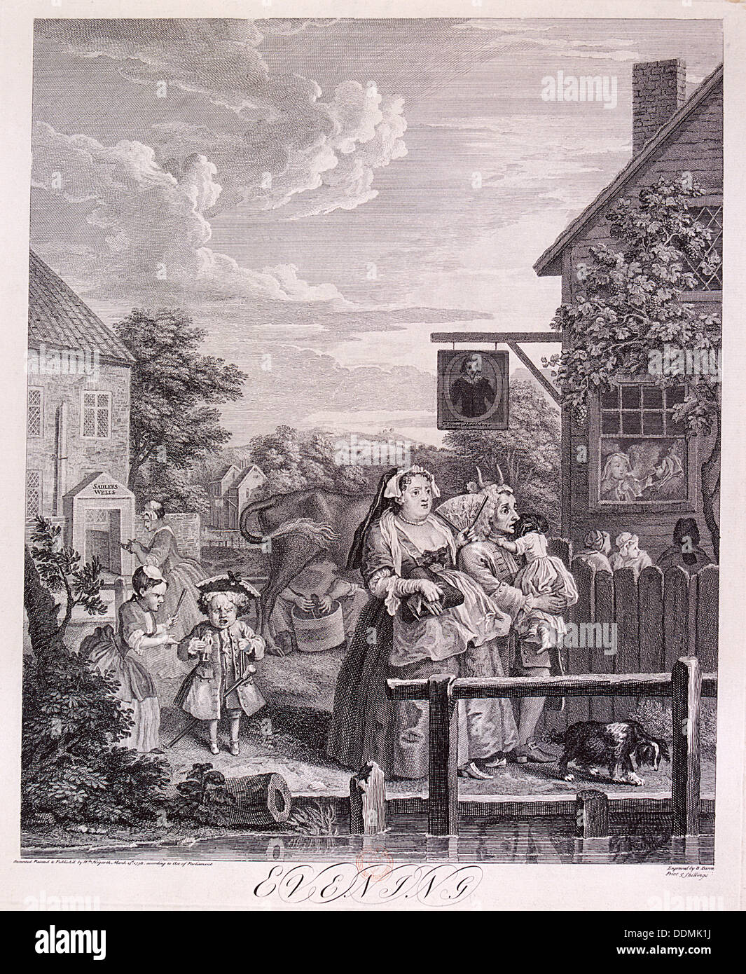 "Abend", Tafel III von Tageszeiten, 1738.  Künstler: Bernard Baron Stockfoto