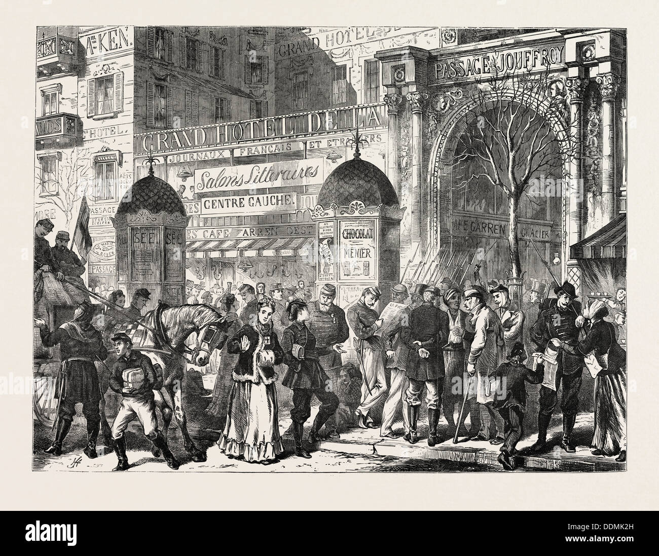 DIE FRANCO-PREUSSISCHER KRIEG: EIN SPAZIERGANG AUF DEN BOULEVARDS IN PARIS VOR DER KAPITULATION, FRANKREICH, 1871 Stockfoto