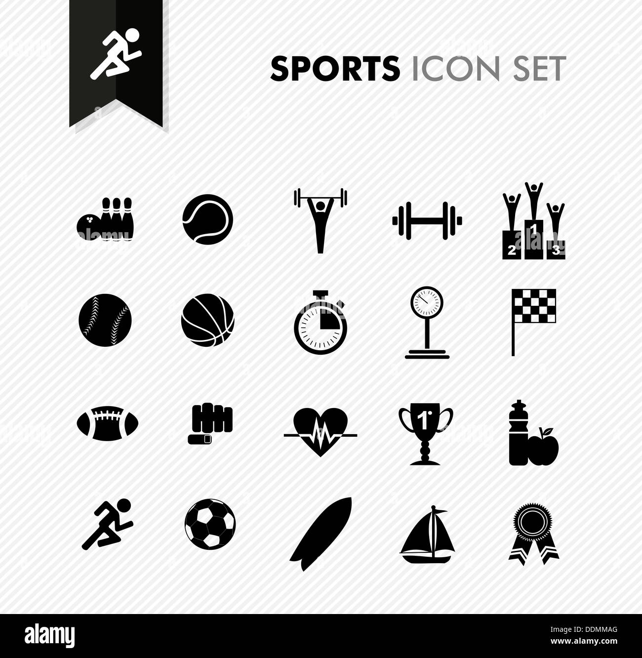 Moderne Sport Workout- und Icon-Set. Vektor-Datei für die einfache Bearbeitung geschichtet. Stockfoto