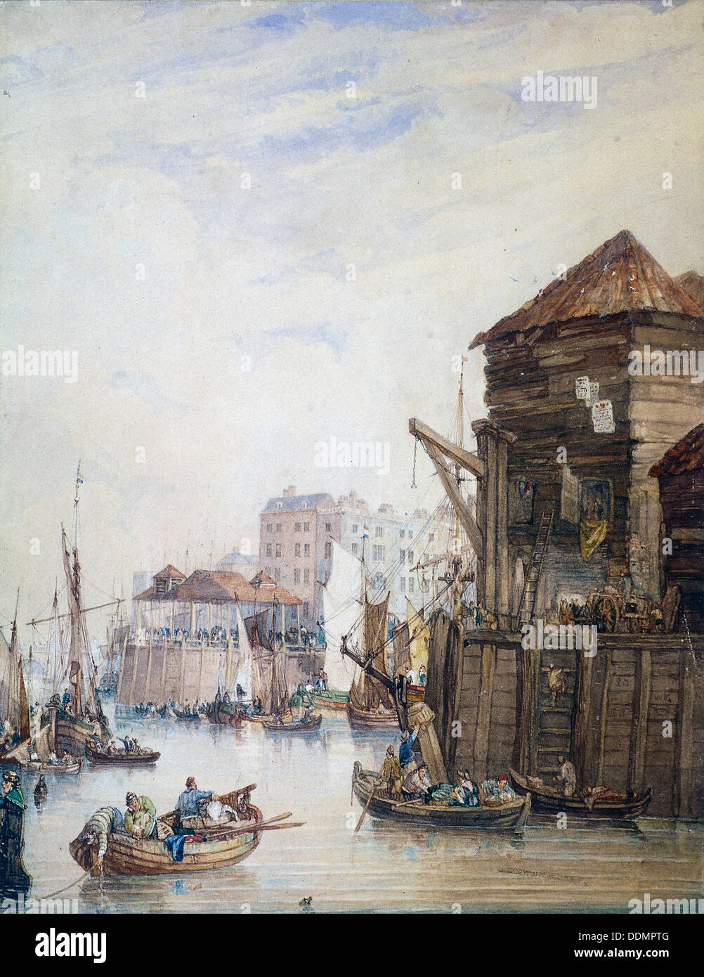 Billingsgate Wharf, London, 1820. Künstler: Samuel Owen Stockfoto