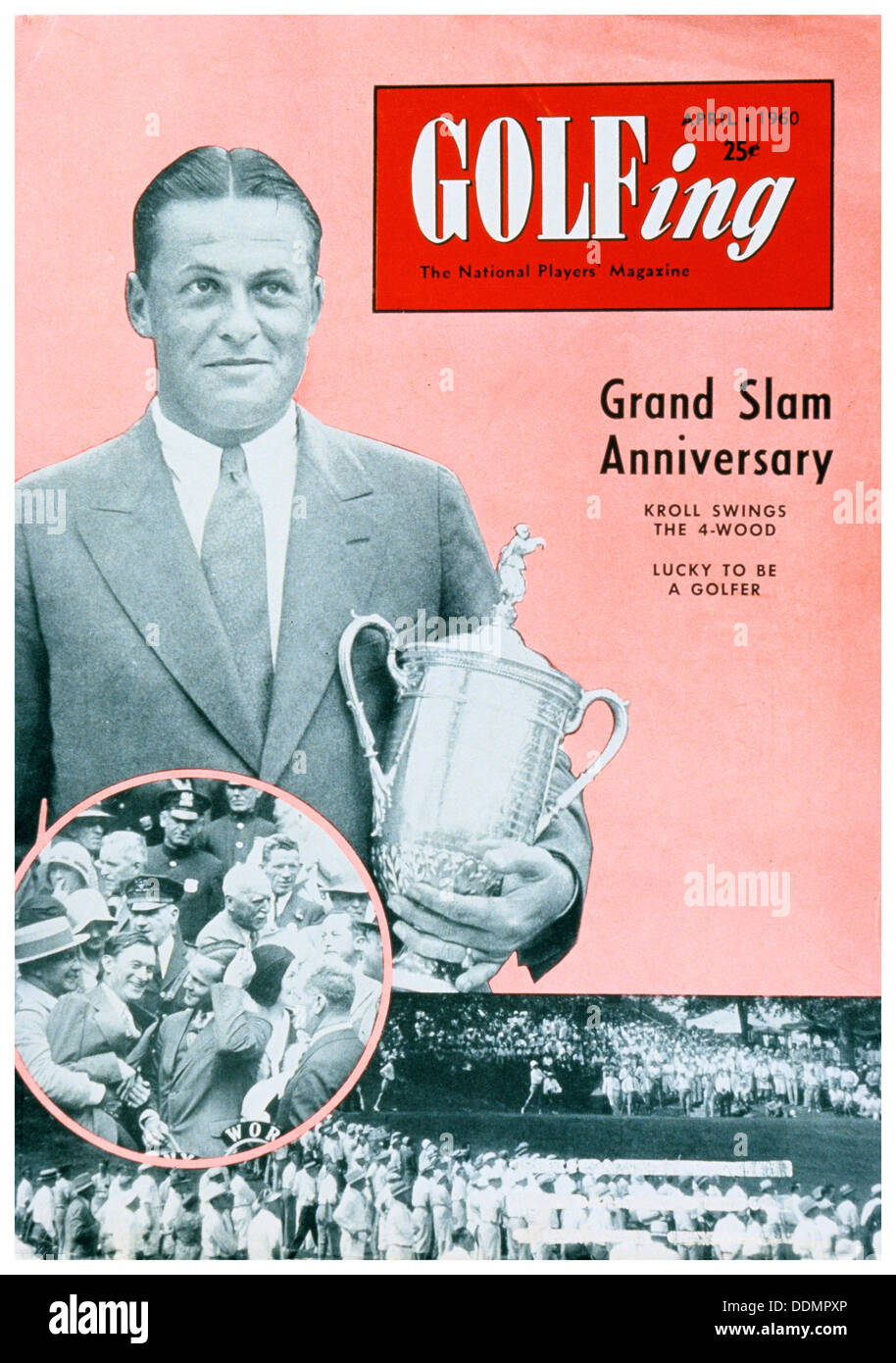 Bobby Jones, Abdeckung der Golf spielenden Zeitschrift, Amerikanische, April 1960. Artist: Unbekannt Stockfoto