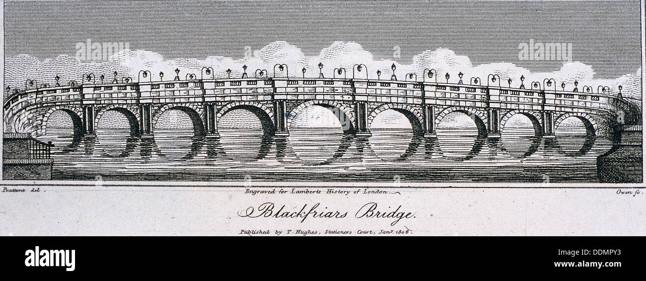 Blackfriars Bridge, London, 1806. Künstler: Samuel Owen Stockfoto