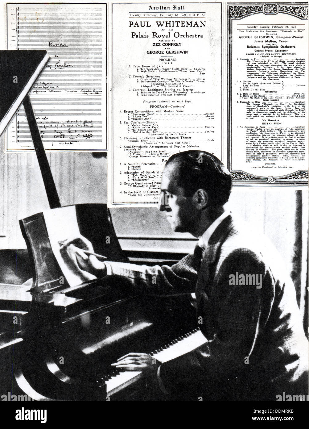 George Gershwin (1870-1939) bei der Arbeit. Artist: Unbekannt Stockfoto