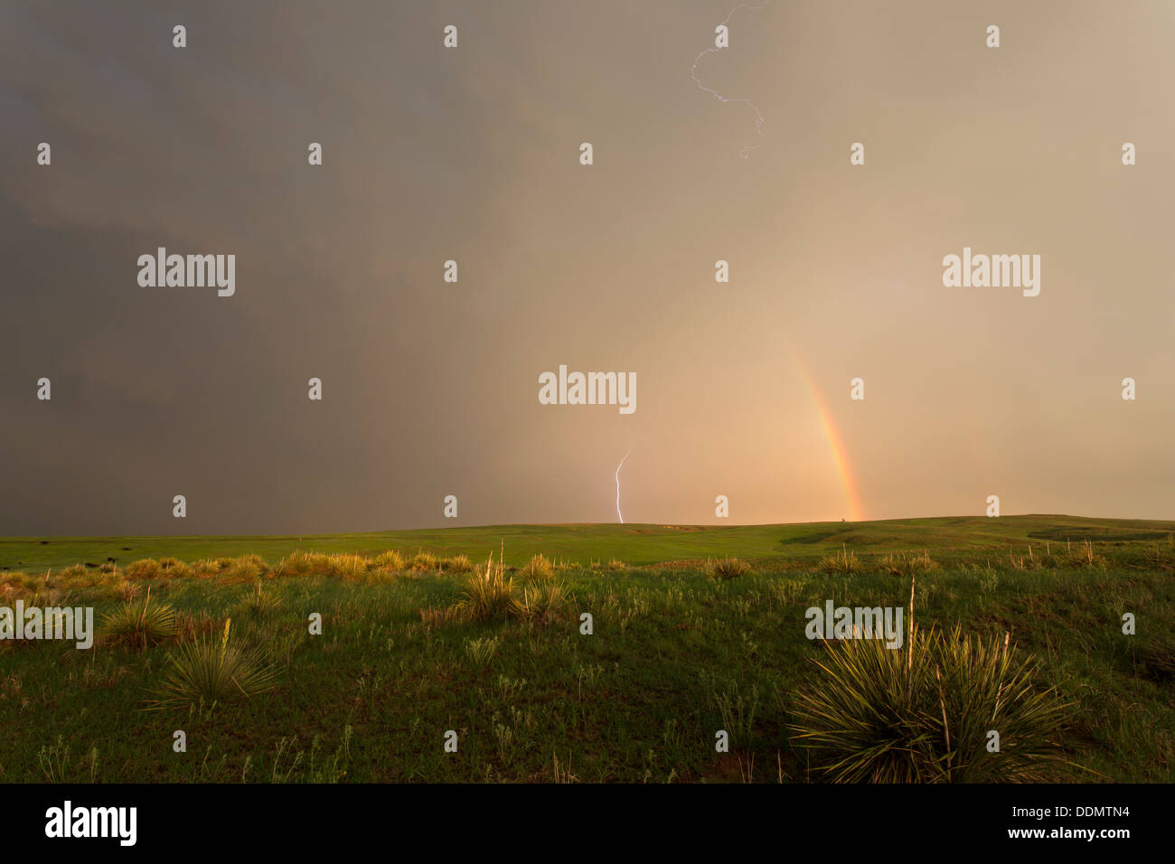 Blitz und Regenbogen, Sturmjagd 2013 Stockfoto
