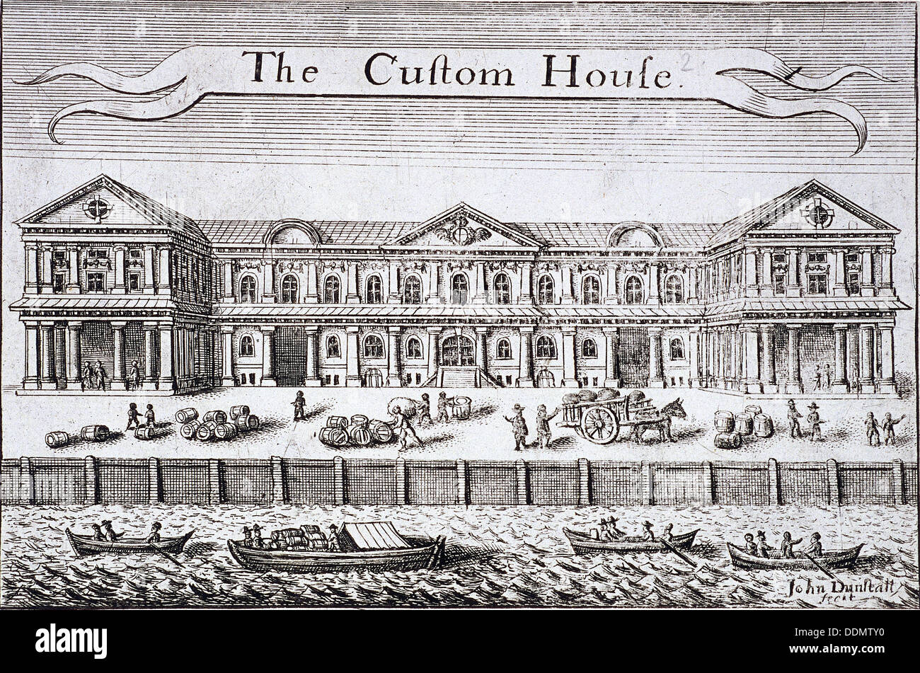 Custom House und Themse, London, c1670. Künstler: John Dunstall Stockfoto