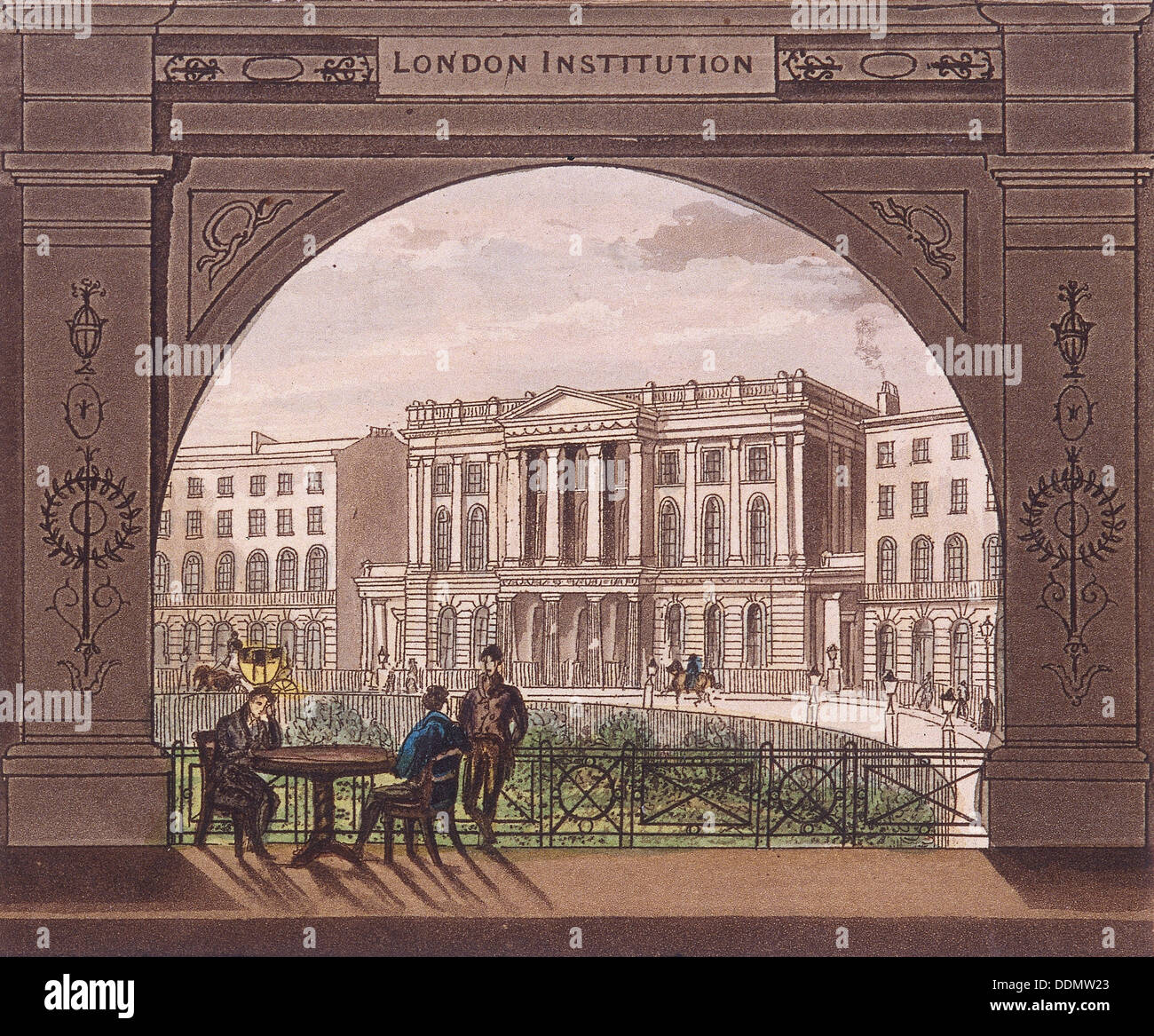 London Institution, Finsbury Circus, c1820. Künstler: Anon Stockfoto