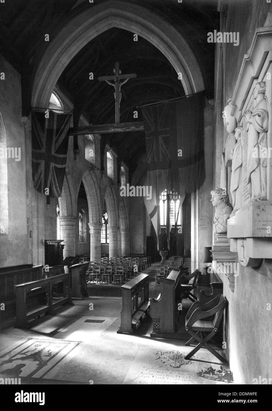 Das Schiff der Kirche Allerheiligen, Burnham Thorpe, Norfolk, 1950. Künstler: Hallam Ashley Stockfoto
