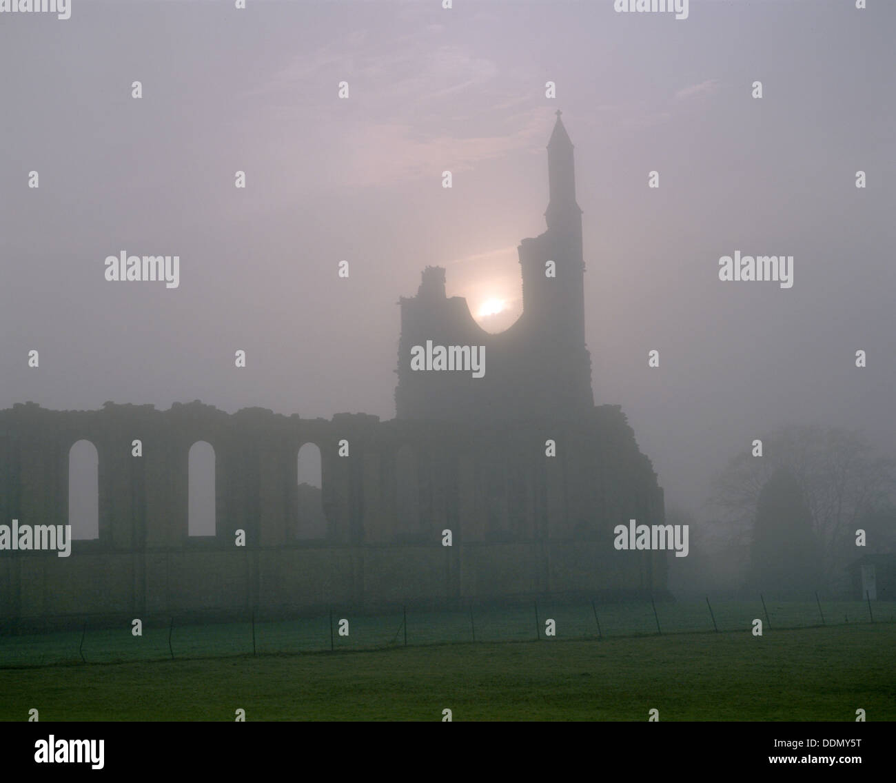 Ein Herbst Sonnenuntergang am Byland Abbey, North Yorkshire, 1998. Künstler: J Richards Stockfoto