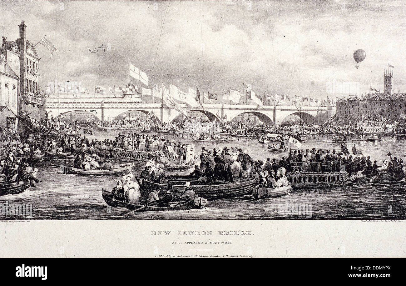 London Bridge (neu), London, 1831. Künstler: Charles Etienne Pierre Motte Stockfoto