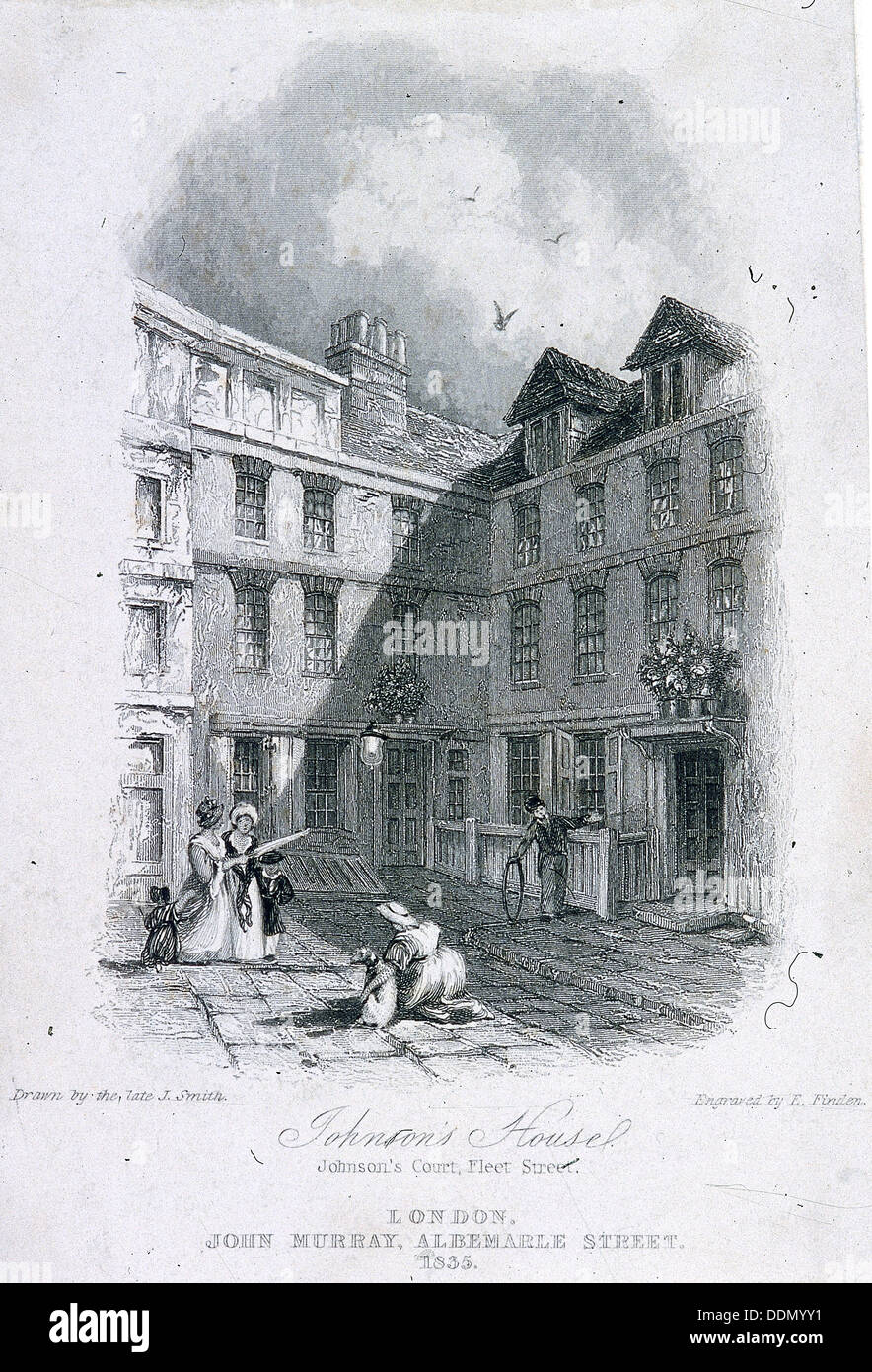 Johnsons Gericht, Fleet Street, London, 1835. Künstler: Edward Francis Finden Stockfoto