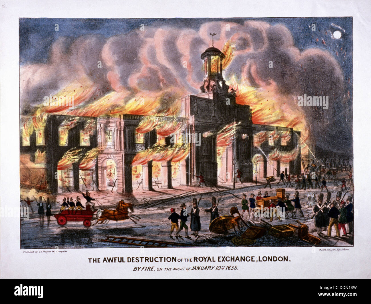 Royal Exchange (2.) Feuer, London, 1838. Künstler: W Schreiber Stockfoto
