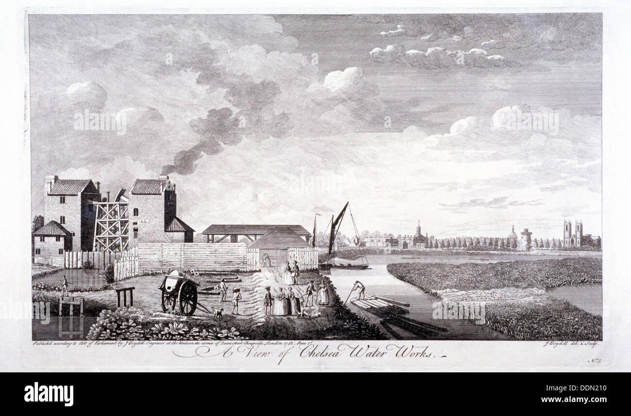 Das Chelsea Wasserwerk, London, 1752.  Künstler: John Boydell Stockfoto