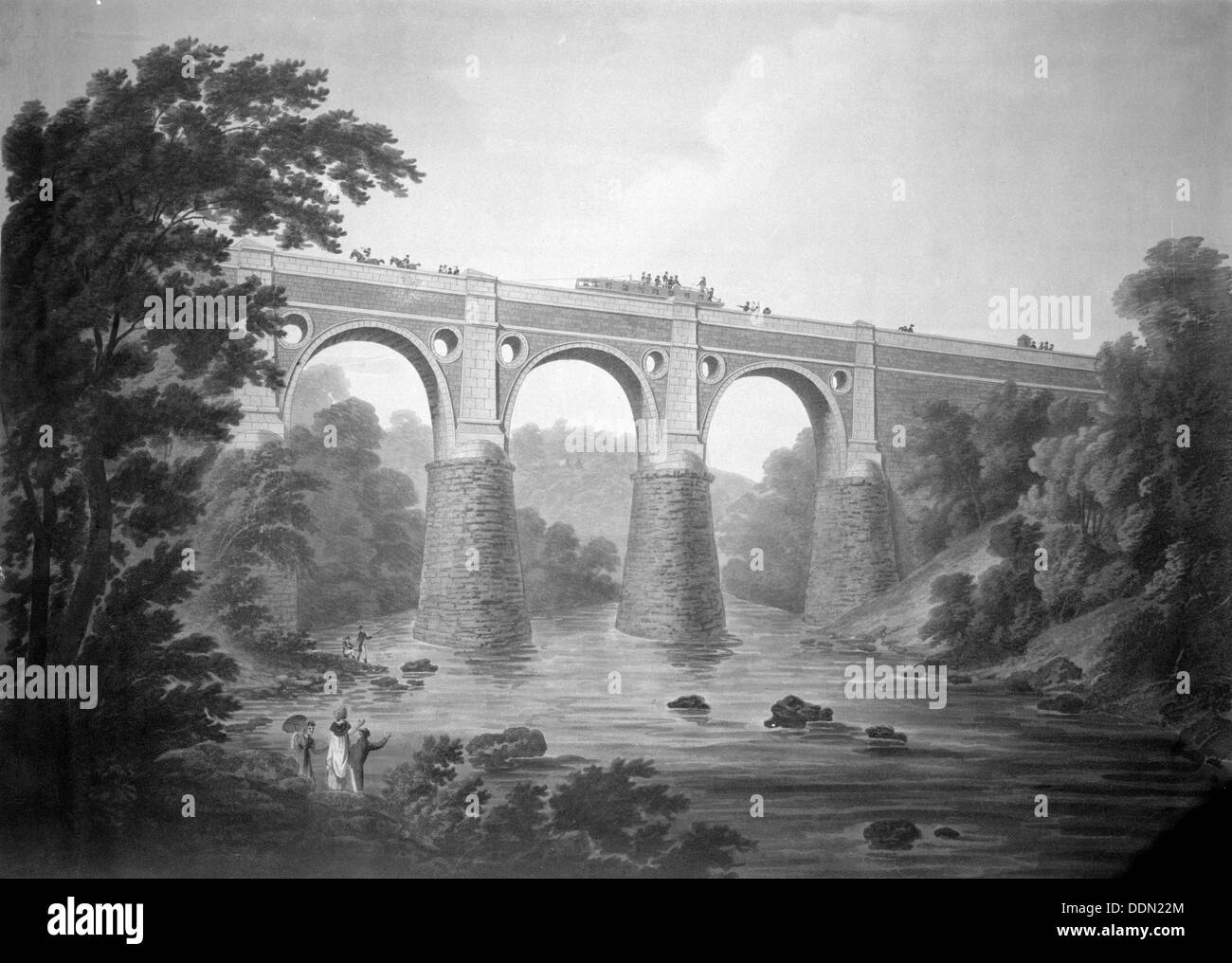 Marple Aquädukt, Peak Wald Canal, Greater Manchester, 1803. Artist: Unbekannt Stockfoto