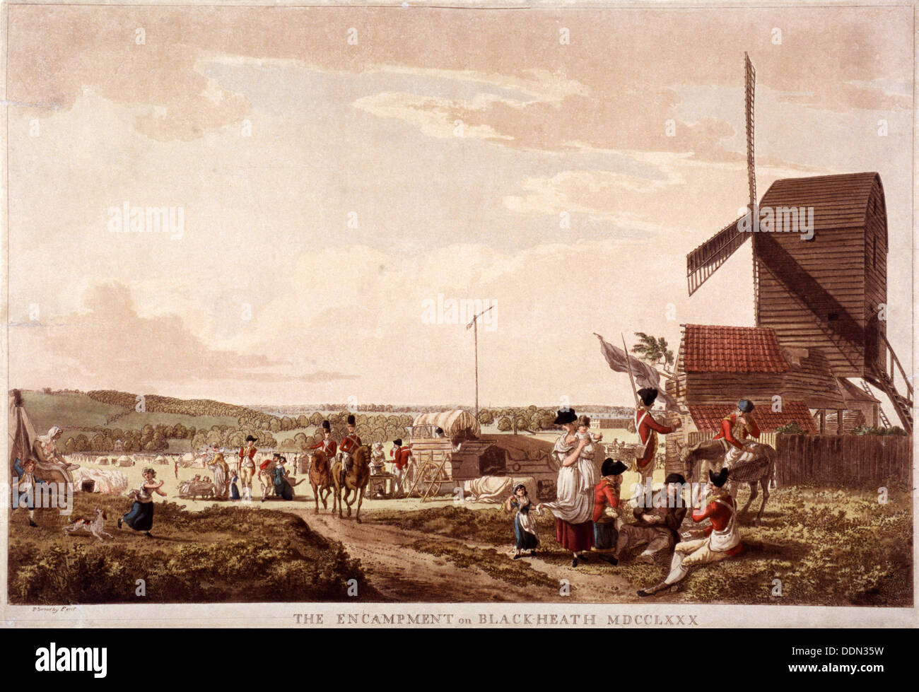Feldlager auf Blackheath, Greenwich, London, 1780.  Künstler: Paul Sandby Stockfoto