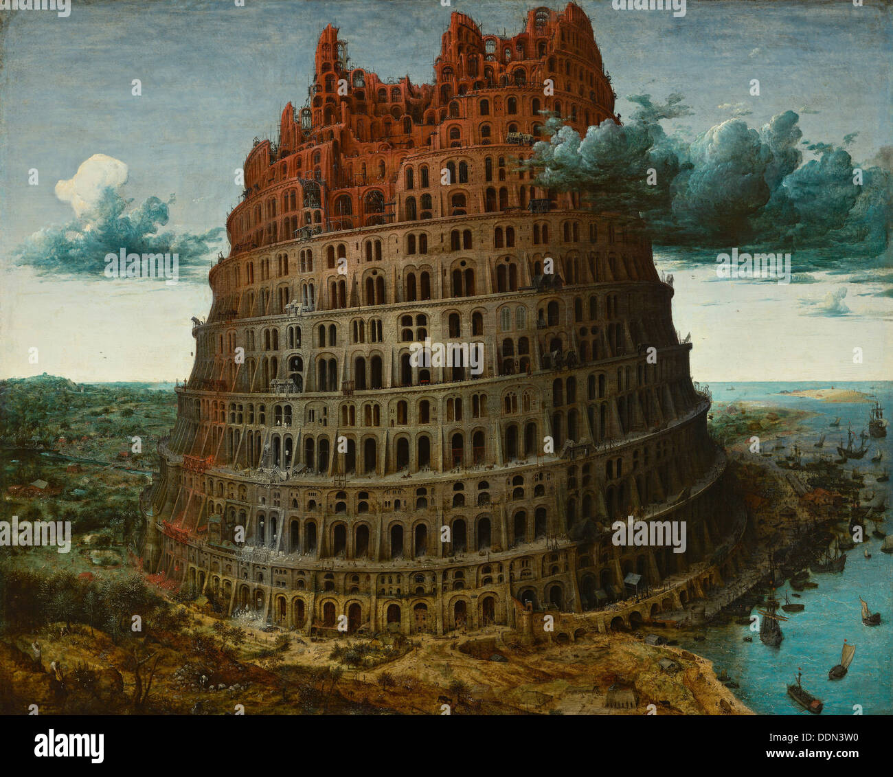 Der Turm zu Babel, c. 1565. Künstler: Bruegel (Brueghel), Pieter, der ältere (ca. 1525-1569) Stockfoto