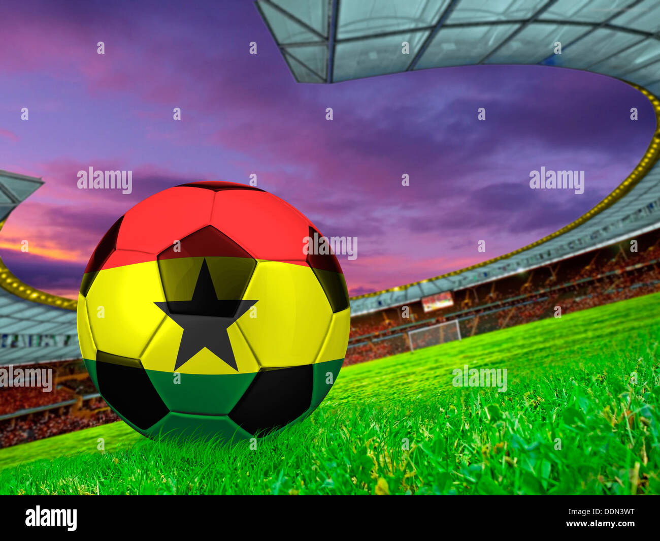 Fußball mit Ghana Flagge Illustration, Konzept Stockfoto