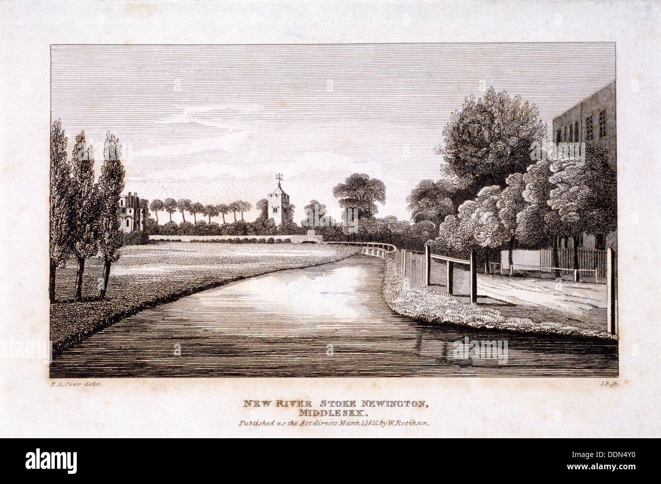 New River, Stoke Newington, London, 1820. Künstler: JB Stockfoto