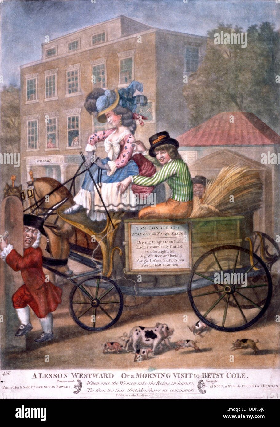 Eine Lektion nach Westen..., Turnpike in Hammersmith, London, 1782. Künstler: Anon Stockfoto