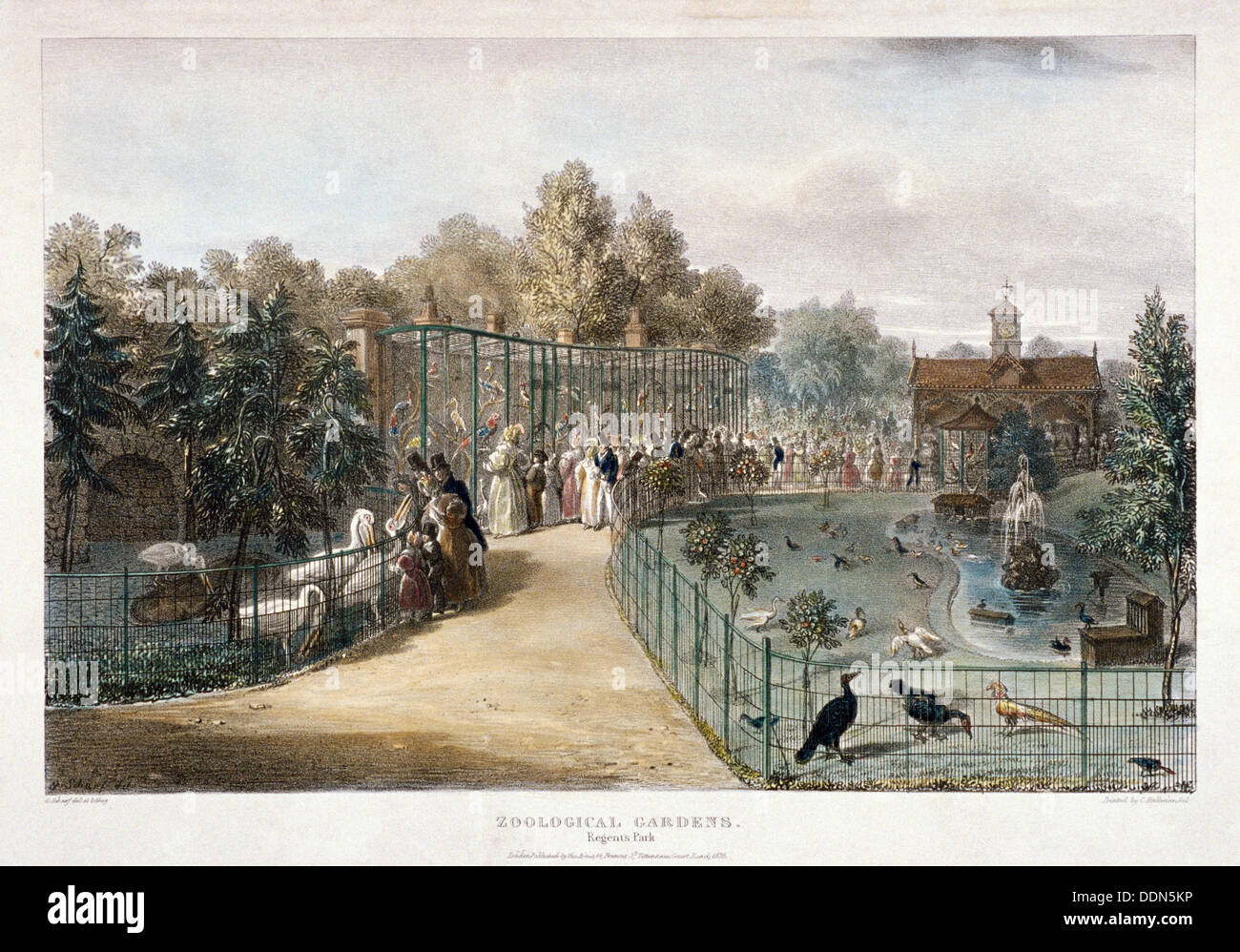 Zoologische Gärten, Regents Park, London, 1835. Künstler: George Scharf Stockfoto