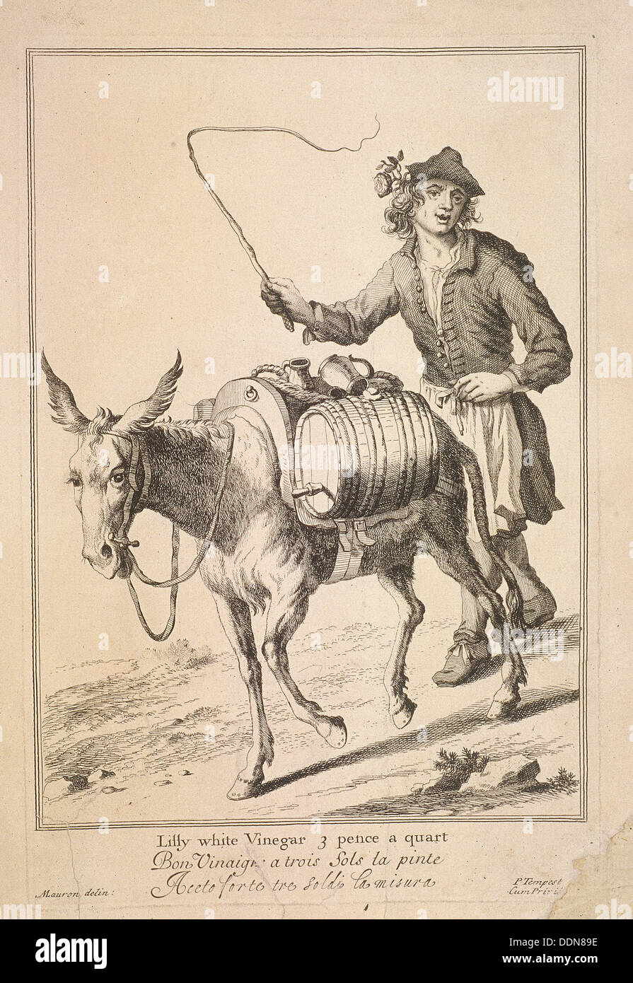 "Lilly Essig 3 Pence pro Quart", schreit der London (1688?). Künstler: Anon Stockfoto