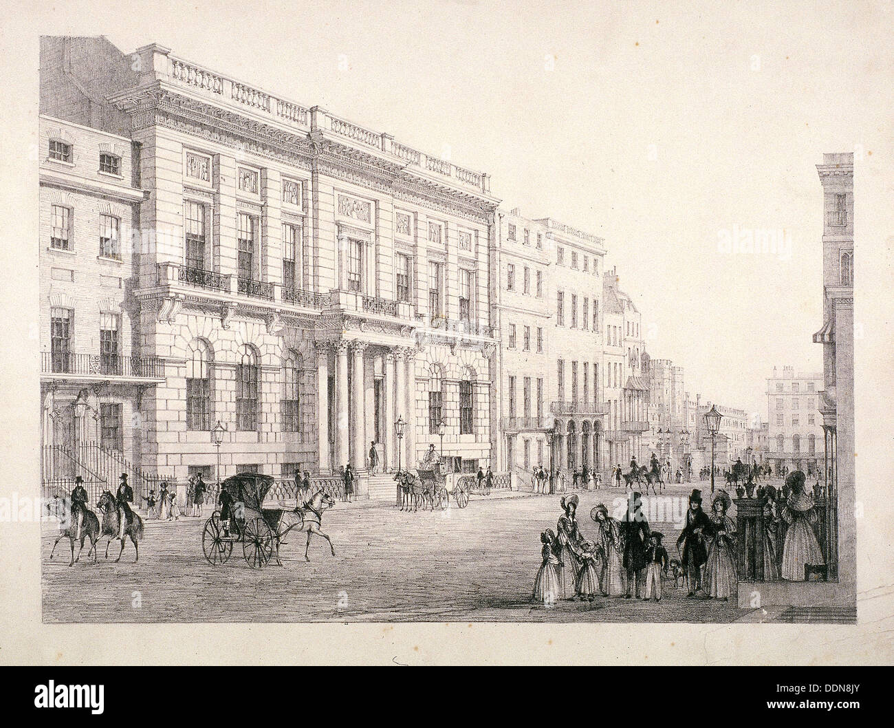 Ansicht von Oxford und Cambridge University Club in Pall Mall, Westminster, London, c1840. Künstler: Anon Stockfoto