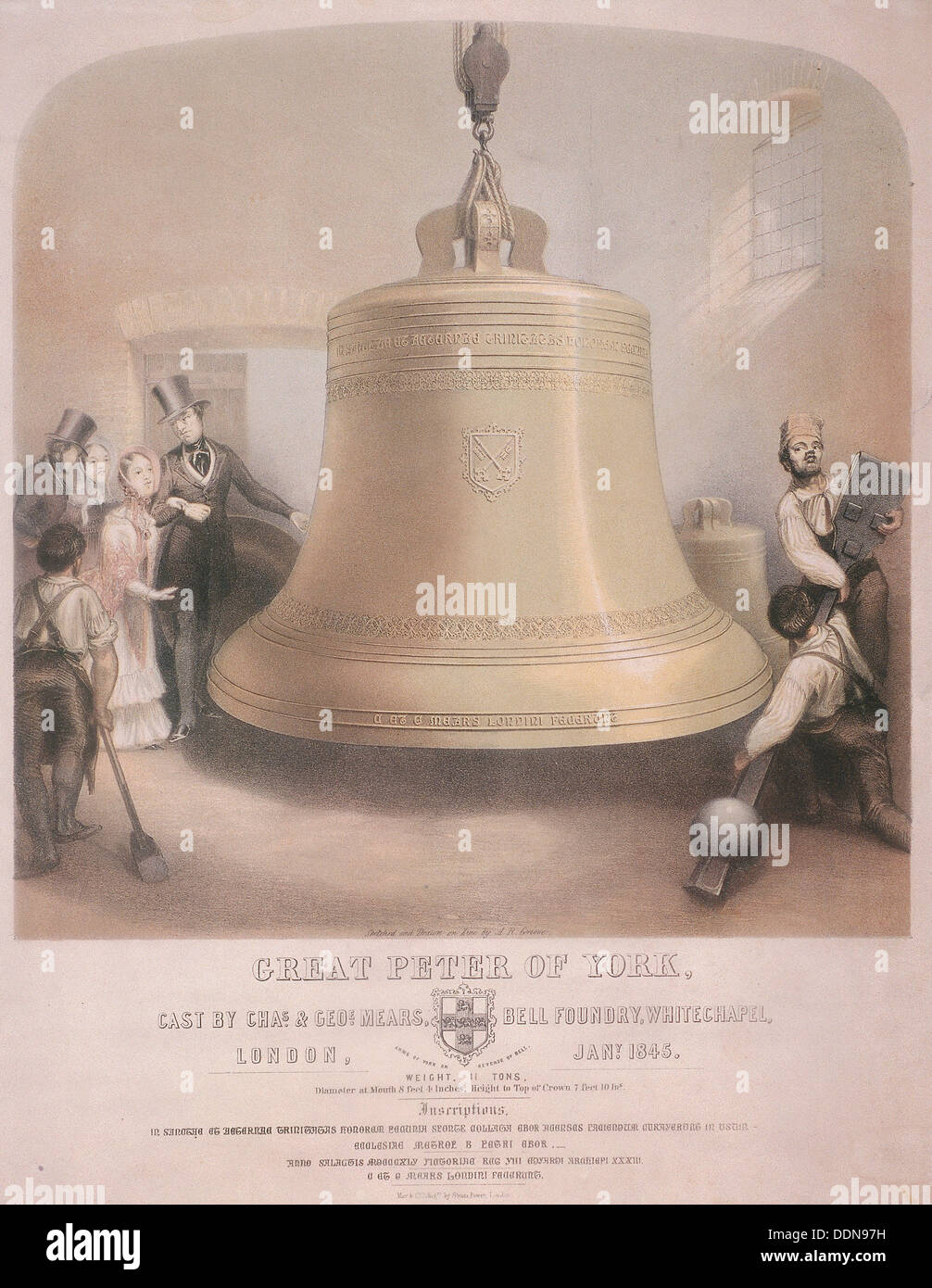 Blick auf die große Peter York Glocke, 1845.  Künstler: AR trauern Stockfoto