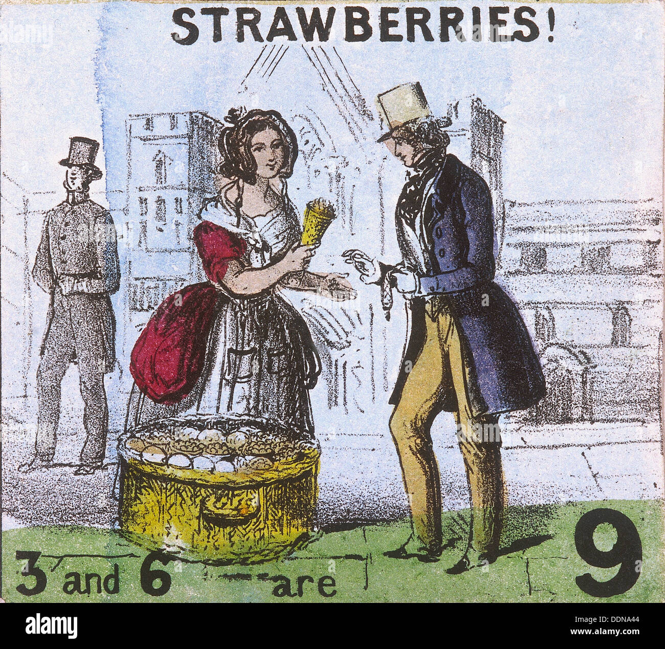 "Erdbeeren!", Schreie von London, c1840. Künstler: TH Jones Stockfoto