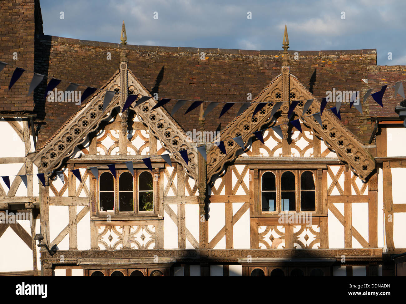 Detailansicht der halbe Fachwerkhaus Ludlow, England, UK Stockfoto