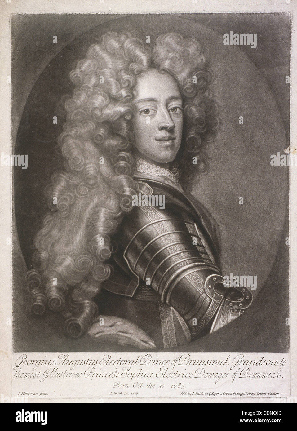 Ovales Porträt von George II, König von Großbritannien, 1706. Künstler: Joseph Smith Stockfoto