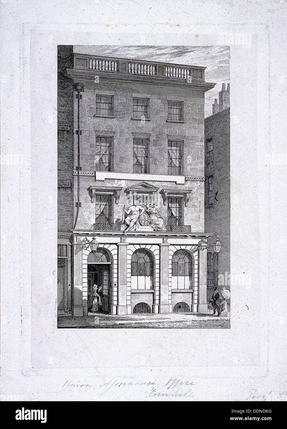 Union Versicherung Büro, Cornhill, London, c1800. Künstler: Samuel Rawle Stockfoto