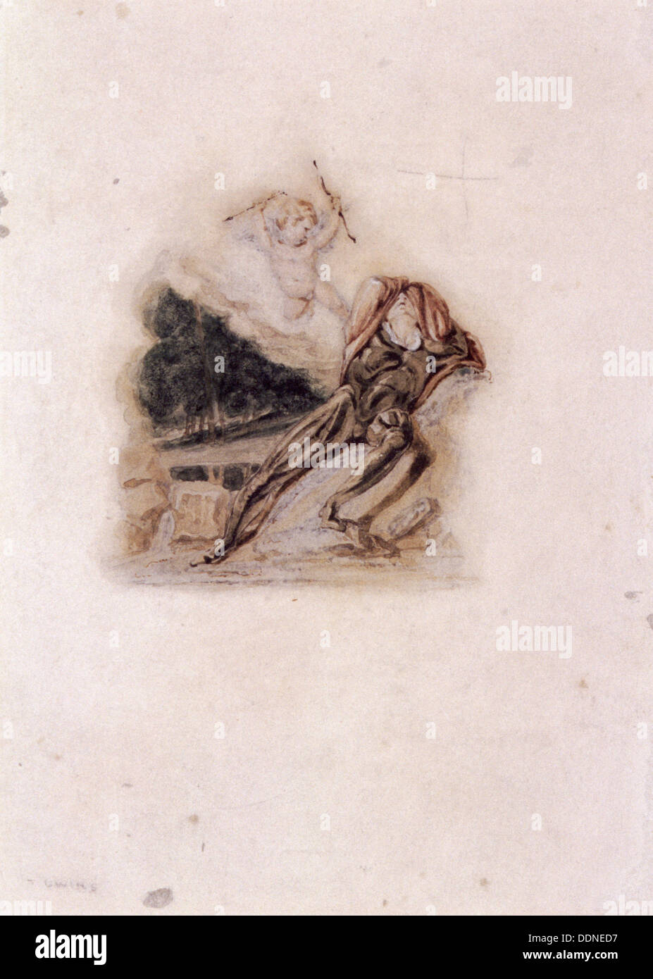 "Amor und Liebhaber, die den Tod eines geliebten Menschen zu beklagen", c1802-c1857.  Künstler: Thomas Uwins Stockfoto