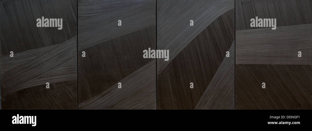 20. Jahrhundert - Malerei 222 x 629 cm, April 1985 - Pierre Soulages Philippe Sauvan-Magnet / aktives Museum Öl auf Leinwand Stockfoto