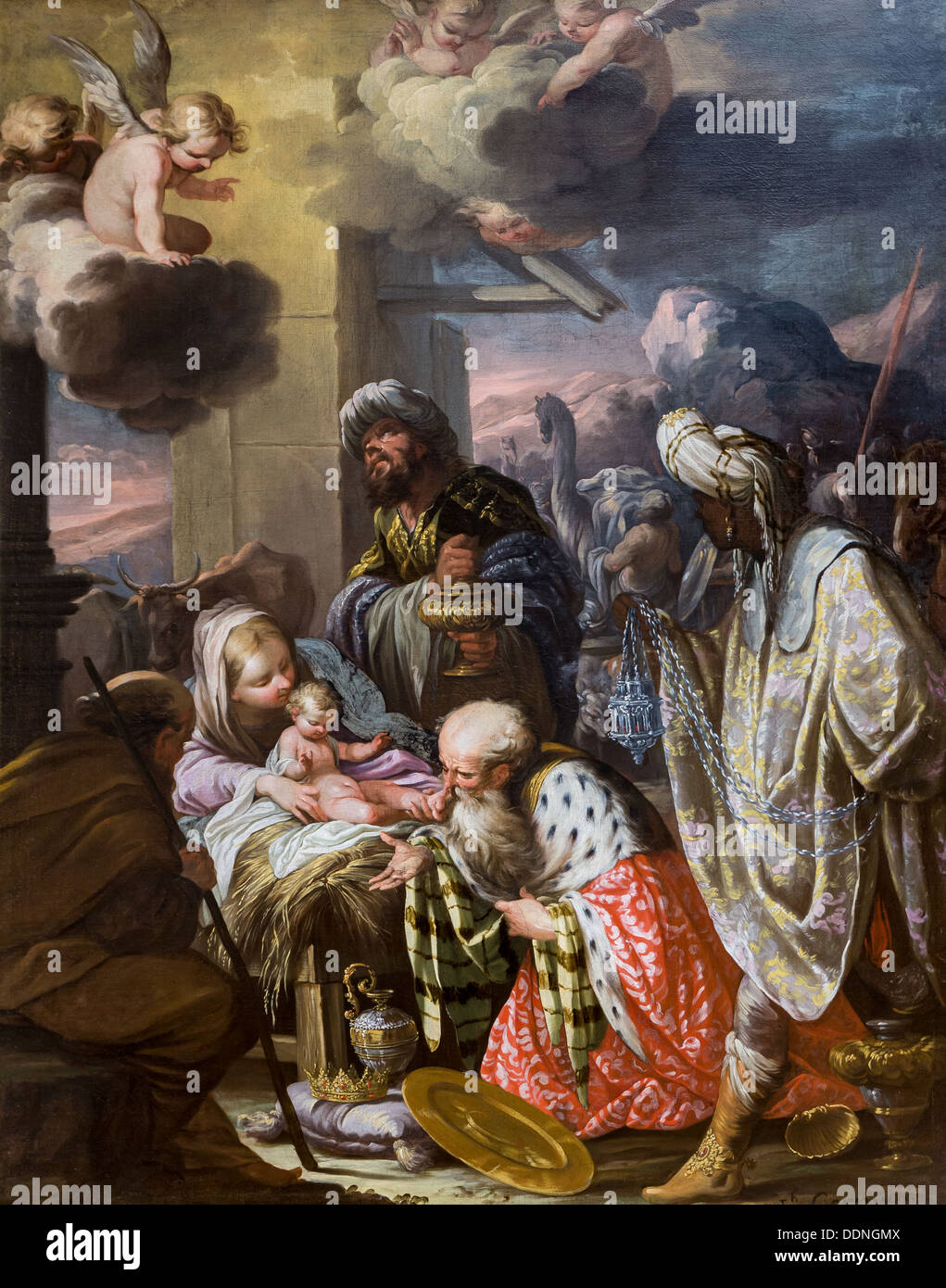 17. Jahrhundert - die Anbetung der Könige, um 1680 - Französisch Schule Philippe Sauvan-Magnet / aktives Museum Öl auf Leinwand Stockfoto