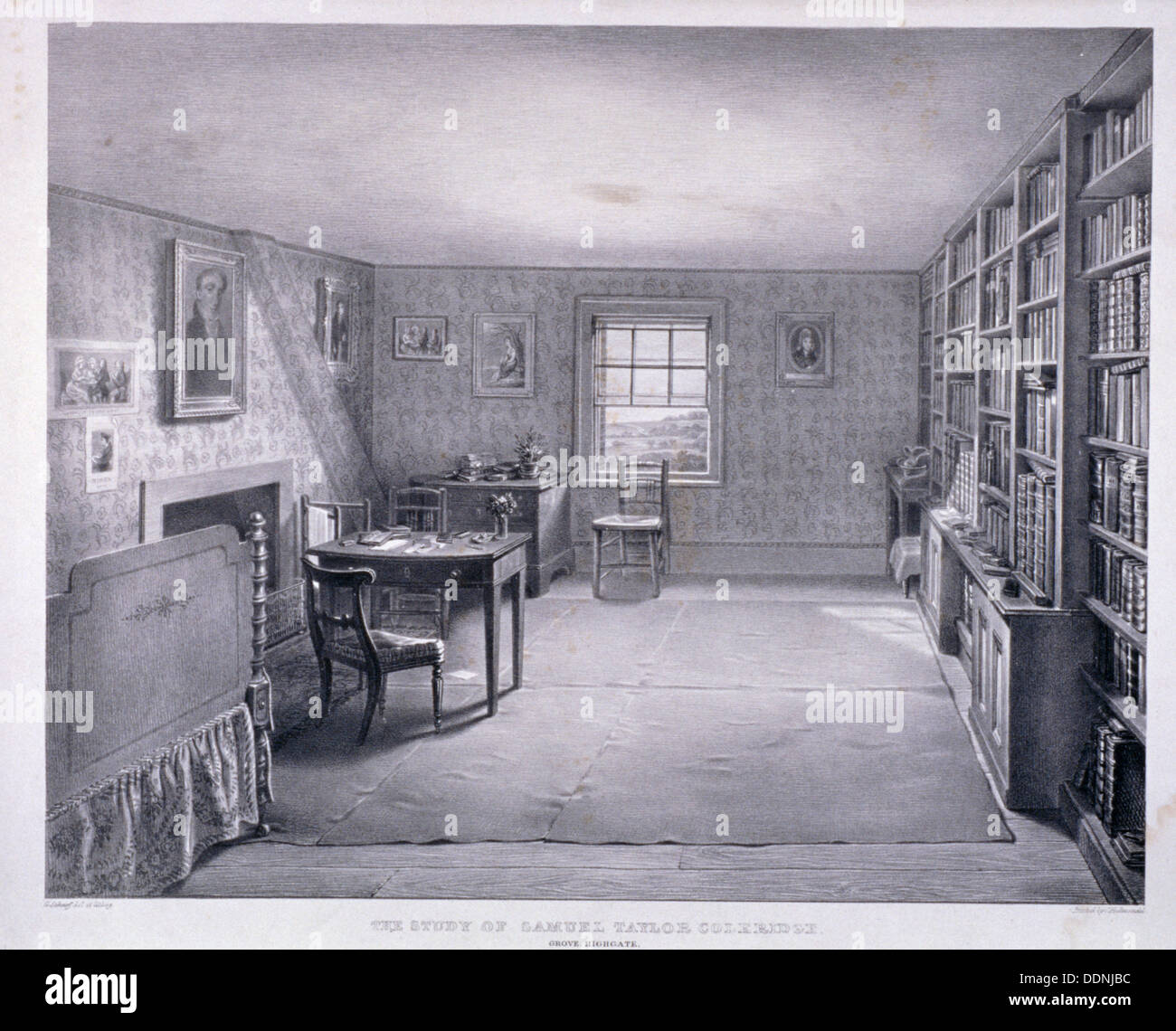 Coleridge Studie in Highgate, Haringey, London, c1835. Künstler: George Scharf Stockfoto