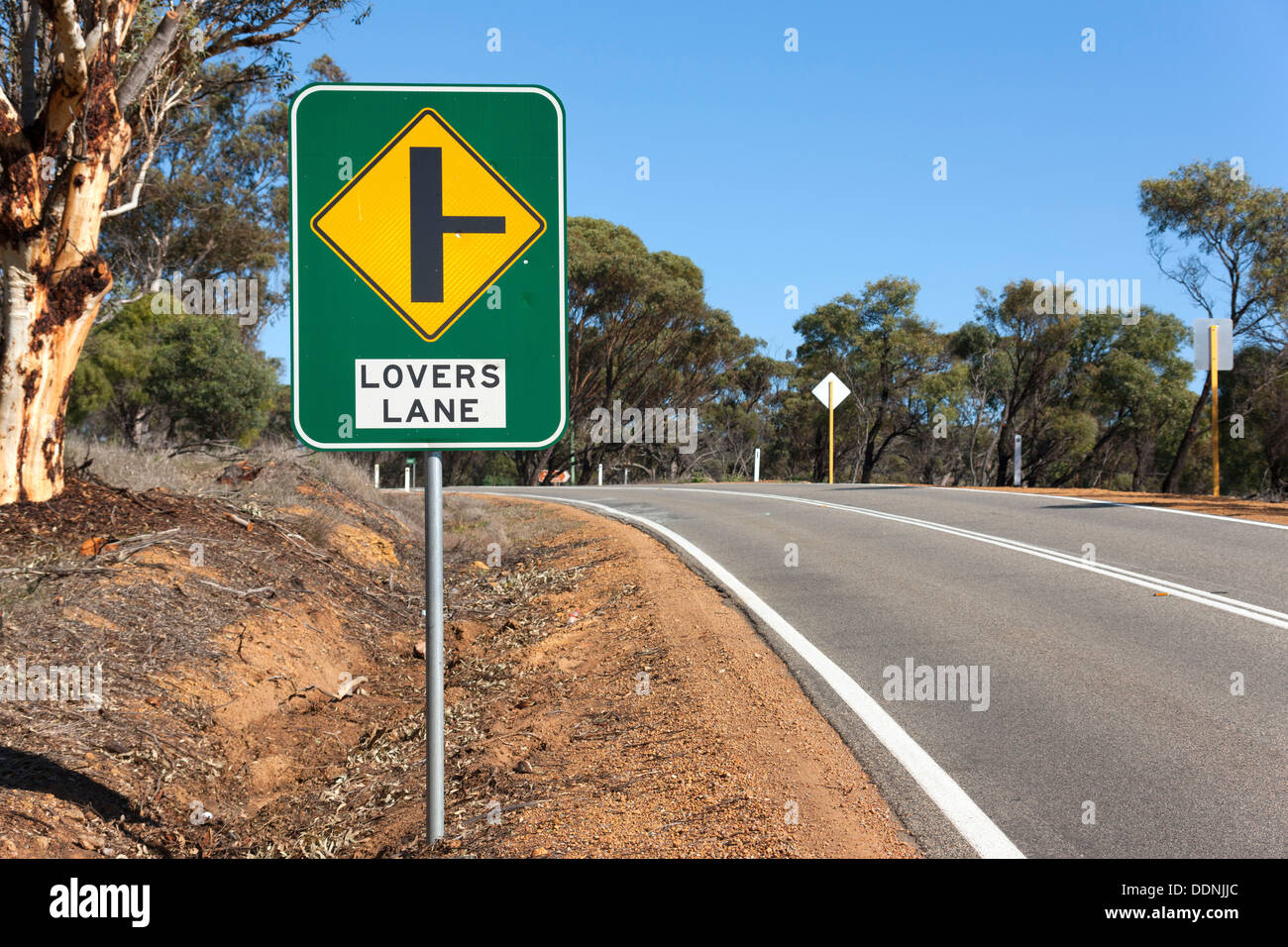 Lovers Lane Straßenschild, Western Australia Stockfoto