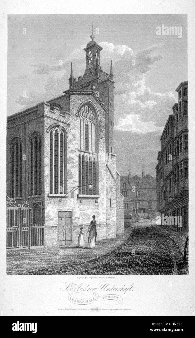 Kirche St. Andrew Undershaft, Leadenhall Street, London, 1804. Künstler: John Greig Stockfoto