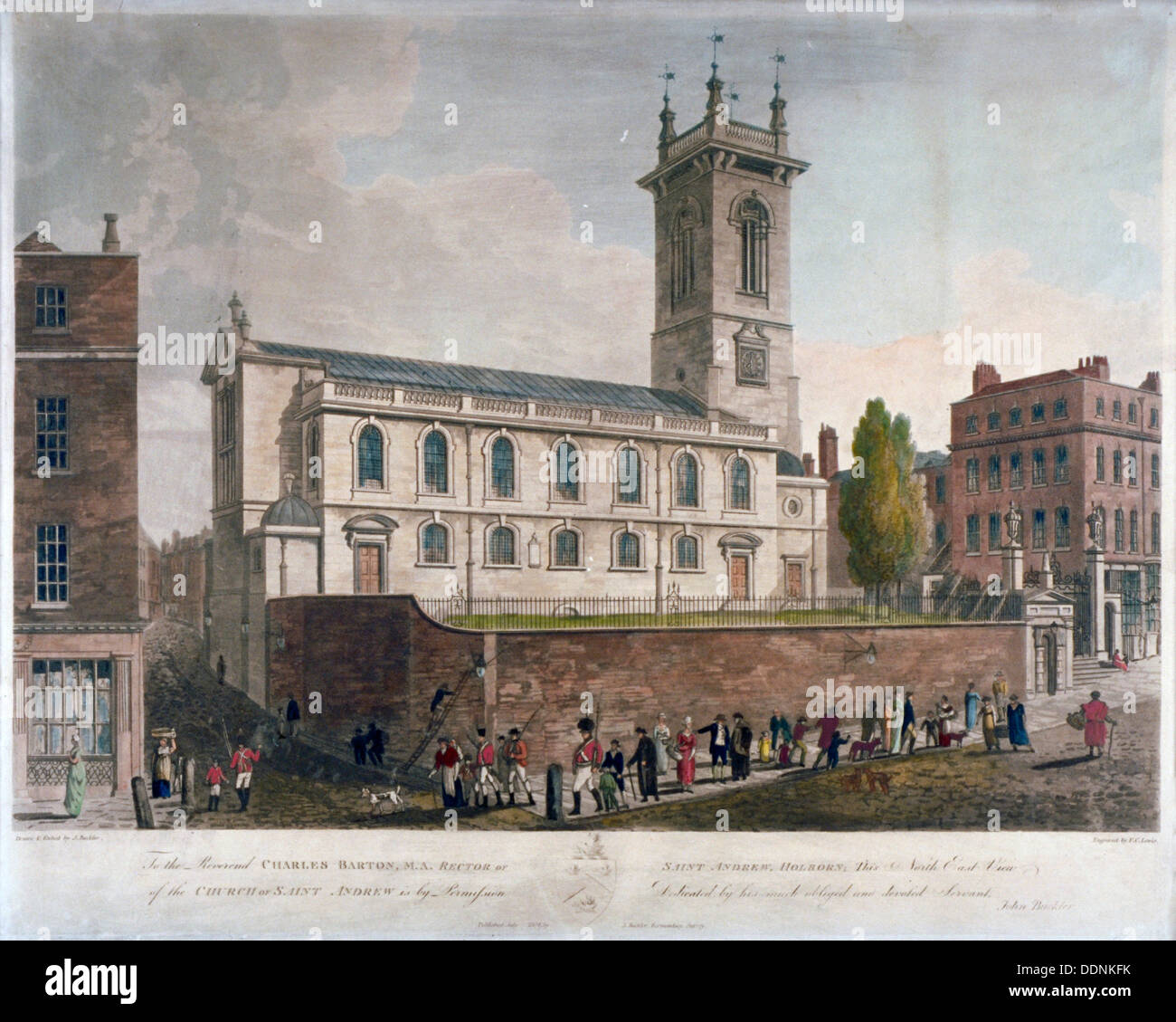 St Andrew Holborn, London, 1804. Künstler: Frederick Christian Lewis Stockfoto