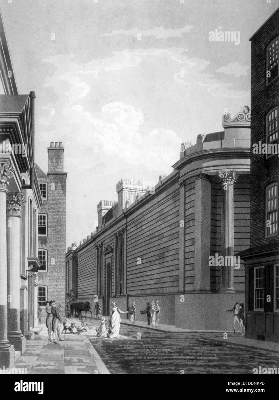 Ansicht der Nordfront der Bank of England, City of London, 1797. Künstler: Thomas Malton II Stockfoto