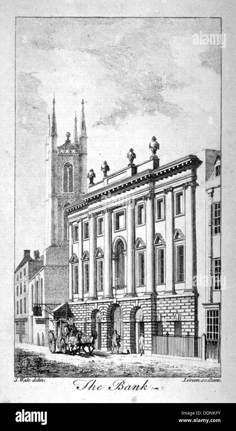 Blick von der Bank of England und St. Christopher-le-Stocks, c1750.                                     Künstler: J grün Stockfoto