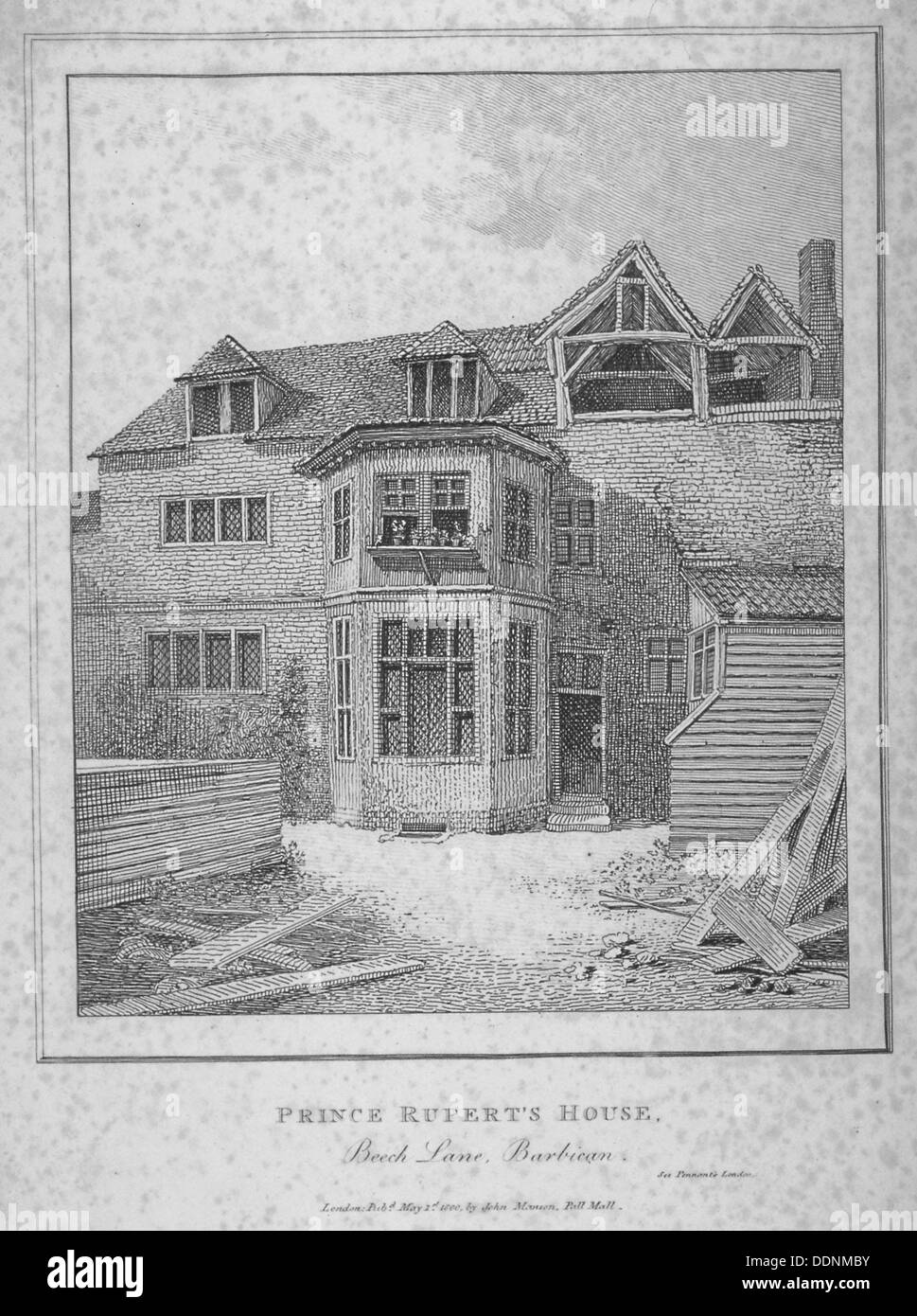 Prince Rupert Haus, Beech Street, City of London, 1800. Künstler: Anon Stockfoto