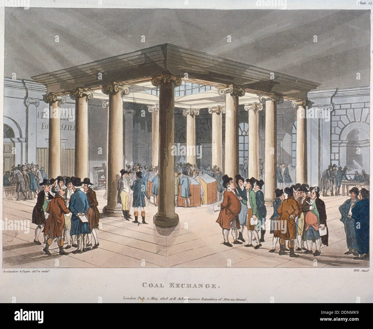 Innenansicht der Kohle Exchange, Thames Street, City of London, 1808. Artist: Unbekannt Stockfoto