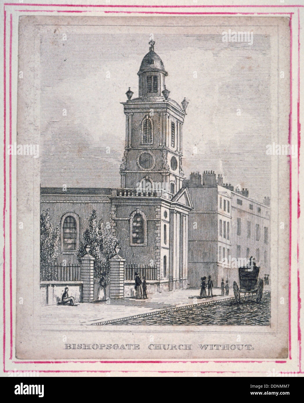 Blick von der Kirche St Botolph ohne Bishopsgate, City of London, 1830. Künstler: Anon Stockfoto