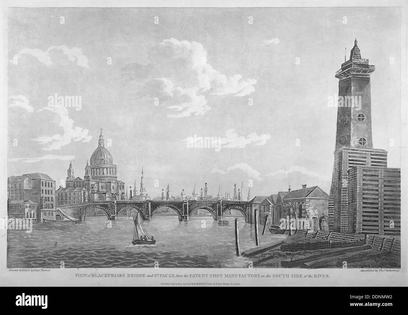 Ansicht der Blackfriars Bridge und St. Pauls Cathedral, London, 1803. Künstler: Daniel Turner Stockfoto