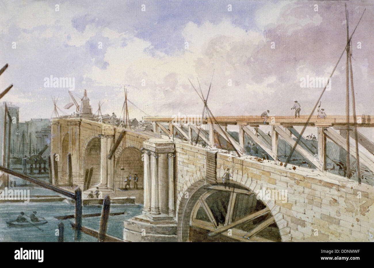 Abbrucharbeiten durchgeführt am Blackfriars Bridge, 1864. Künstler: George Maund Stockfoto