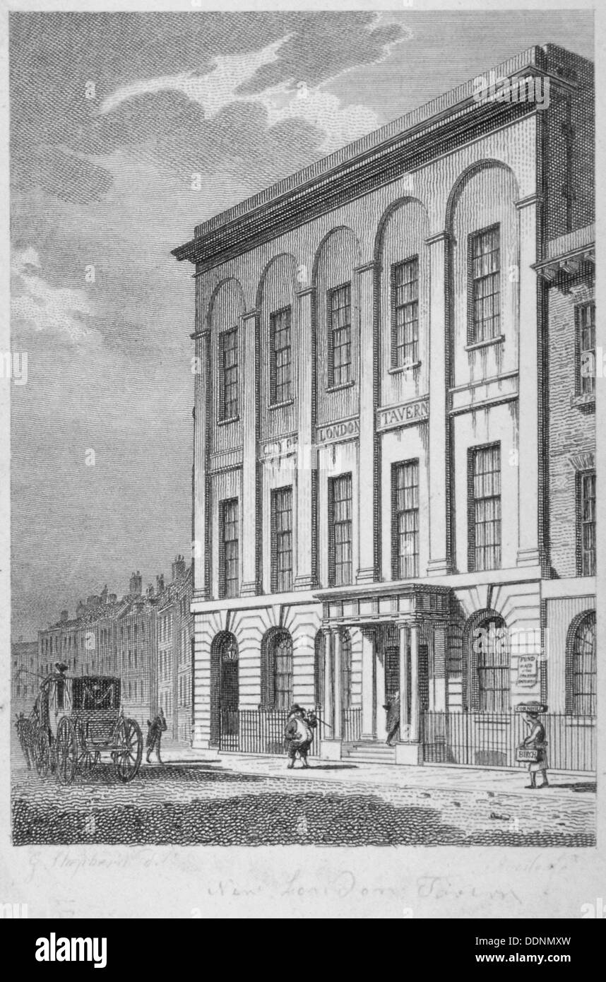 Blick auf die City of London Taverne von Bishopsgate, City of London, 1809. Künstler: Samuel Rawle Stockfoto