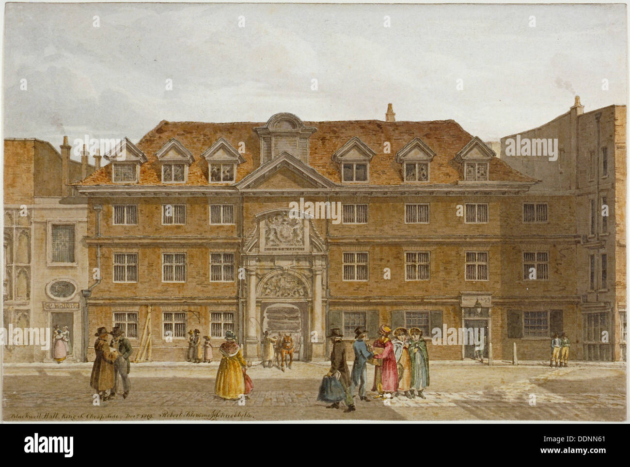 Anzeigen von Blackwell Halle auf der King Street, City of London, 1819. Artist: Robert Blemmell Schnebbelie Stockfoto